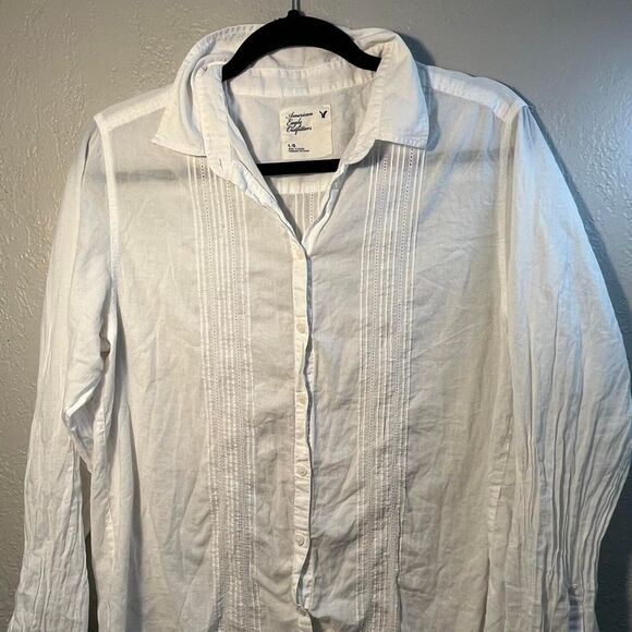 y2k American-eagle-outfitters Women's White Cardigan Size Large Longsleeve - Picture 1 of 6